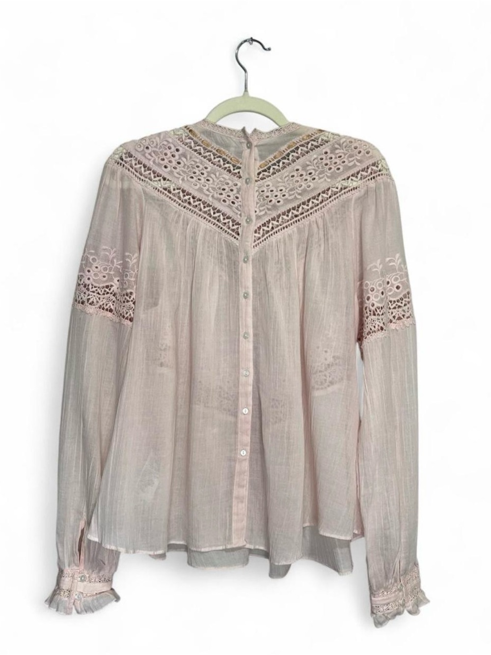 Free People Abigail Victorian Top in "Moon Cake" blush pink - Picture 8 of 8